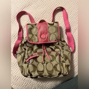 Coach Pink and Tan Women's Backpack
